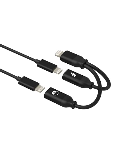 Adapter Lightning Kopfhörer 2in1 für iPhone 14 13 Pro Max Ladegerät Audio Anschluss für Apple Mikrofon Kopfhörer AUXiliar Kabel Dual Lightning Jack Adapter für iPad Anschlüsse Autozubehör von HOYULLI