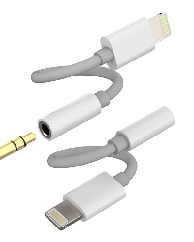 Adapter Lightning auf 3.5mm Kopfhörer Klinke(2 Stück)für iPhone 14 13 12 11 Pro Max Splitter für Apple MFi Certified Aux Audio Kopfhöreranschluss Konverter für iPad Kabel Headphone Jack Auto Anschluss von HOYULLI