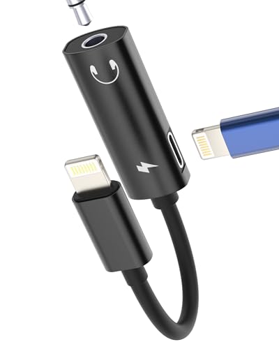 Adapter Lightning auf Jack 3,5mm 2in1 für iPhone 14 Pro Max Kopfhörer Audio Ladegerät Anschluss für Apple Kabel AUXiliar Kopfhörer für iPad Stecker Konverter Ladegerät Anschlüsse Autozubehör von HOYULLI