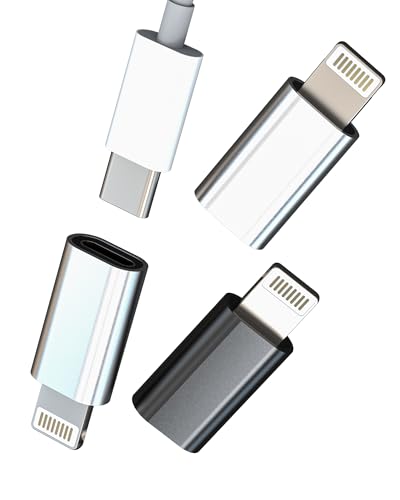 Adapter USB C Buchse auf Lightning Stecker (3 Pack) für iPhone 14 13 12 11 Pro Max für Apple iPad Air Typ C Ladegerät Datenkabel, Lade-Konverter Lighting Stecker Ladegerät Autozubehör von HOYULLI