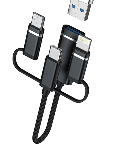 Adapter USB C Lightning Micro USB auf OTG-Buchse (3-in-1) für iPhone 16 15 Pro Max für iPad MacBook, kompatibel mit Samsung S25 S24 S23 Android Tablet Anschluss für Apple Kamera Karten Leser Anschluss von HOYULLI