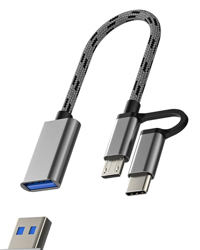 Adapter USB C Micro USB Stecker auf Buchse (2in1) OTG 3.0 Datenkabel für Apple iPhone Typ C Adapter Konverter kompatibel für Samsung Tablet iPad MacBook Android USB-Stick MC-otg von HOYULLI
