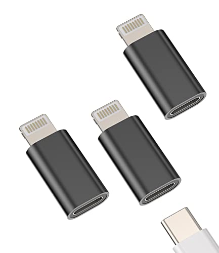 Adapter USB C auf Lightning Stecker (3 Pack)Typ C Buchse Ladekabel für iPhone Typ C Kabel Buchse iPad Ladegerät Konverter Adapter für Apple Anschluss Netzteil Zubehör 090-tp-L von HOYULLI