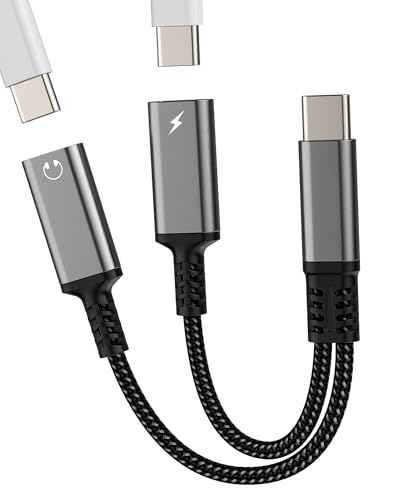 Dual USB C Adapter (2in1)Typ C Kopfhörer Jack AUX Audio E Type C Ladekabel für Apple Adapter iPhone Kopfhörer Ladegerät Splitter Zubehör kompatibel für Samsung Headphone SDopiator tp-2tp von HOYULLI