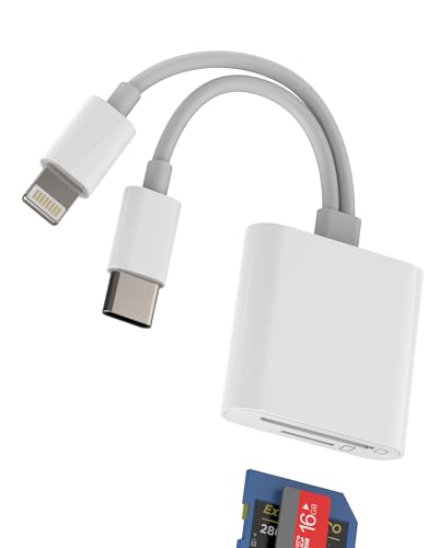 Kartenleser USB C Lightning auf SD (2 in 2) Micro SD Card Reader für iPhone 16 15 14 13 Pro Max Adapter für iPad MacBook für Apple Typ C kompatibel mit Samsung S25 S24 TF-Kamera Speicher Android von HOYULLI