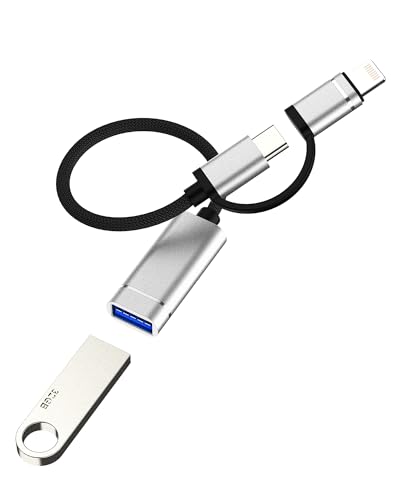 Lightning USB C Stecker auf USB Female Adapter (2in1)OTG 3.0 für iPhone 16 15 14 13 12 Pro Max für Apple Kompatibel für Samsung S25 Adaptateur Digitalkamera Foto für iPad Kartenlese Tastatur Anschluss von HOYULLI