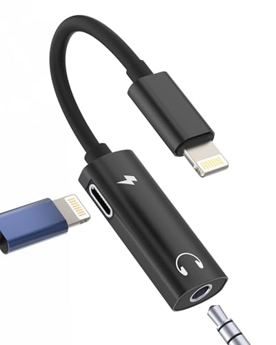 Lightning auf 3.5mm Audio Klinke Adapter(2in1) für iPhone 14 Pro Kopfhörer Laden Kabel Splitter Doppelstecker Anschluss für Apple MFi Certified Aux für iPad Headphone Ladegerät Konverter Auto Zubehör von HOYULLI