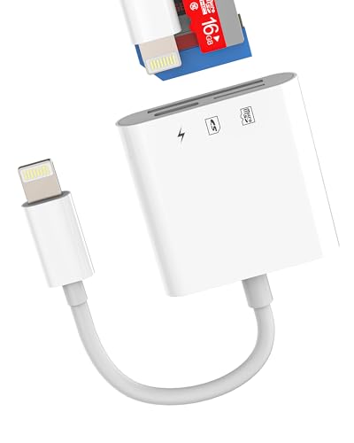 Lightning auf SD Kartenleser(3in1)für iPhone 14 13 Pro Ladegerät Kabel Adapter Micro SD Card Reader Anschluss für Apple MFi Certified Laden für iPad Digitalkamera TF Memory Foto Tastatur Speicherkarte von HOYULLI