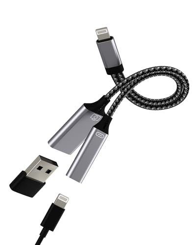 Lightning auf USB 2-in-1 OTG 3.0 Adapterkabel für iPhone 14 13 12 11 Pro Max für iPad Ladegerät Klinke für Apple Daten Fotos Digital Lighting Kamera Stecker auf USB-A Buchse Card Reader Stecker von HOYULLI