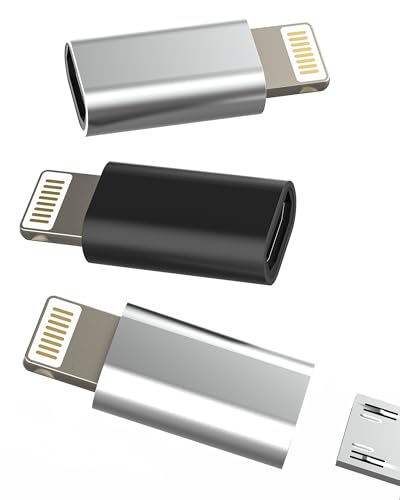 Micro USB Buchse auf Lightning Stecker Adapter (3 Stück) für iPhone 14 13 12 11 Pro Max für Apple iPad Android Jack Daten Ladekabel Lightning Plug Zubehör Ladeanschluss Konverter von HOYULLI