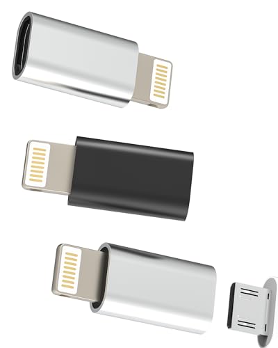 Micro USB Mutter auf Lightning Stecker Charger Adapter(3 Stück)für iPhone 14 13 12 Pro Max Android Ladekabel für Apple MFi Certified Lighting Ladegerät Daten Kabel Konverter für iPad aufladung Zubehör von HOYULLI