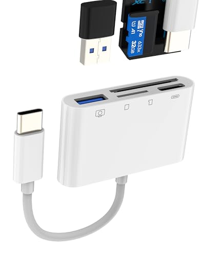 SD Card Reader TF USB C (4in1) USB OTG 3.0 Adapter für iPhone 16 15 Micro SD Kartenleser für iPad Typ C Ladegerät Kabel MacBook für Apple Kompatibel Samsung S25 Android Tablet Speicher Kamera von HOYULLI