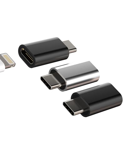 USB C Ladeadapter (3 Pack) Lightning Buchse A Typ C Stecker für iPhone Zubehör Typ C Jack Kabel Adapter für Apple iPad Adapter Daten Kabel Anschluss kompatibel für Samsung L-to-tp von HOYULLI