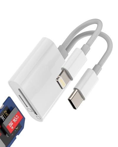 USB C Lightning auf SD Micro SD Kartenleser(2in1)TF Card Reader für iPhone16 15 14 13 Pro für iPad Type C Adapter für Apple Digitalkamera Foto Memory Stick Thunderbolt Kabel Kompatibel für Samsung S25 von HOYULLI