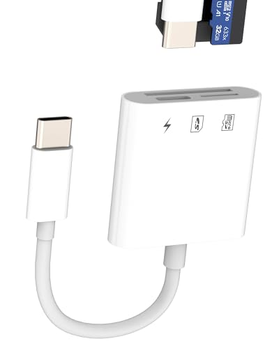 USB C SD Kartenleser (3 in 1)Type C Laden Cable Adapter Micro SD Card Reader für iPhone 16 15 Pro Max Digitalkamera TF Speicher Foto Stick für iPad Macbook für Apple Kompatibel für Samsung S25 Android von HOYULLI