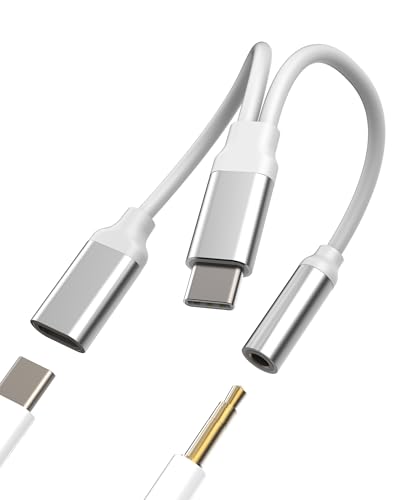 USB C auf Jack Ohrhörer 3,5mm Adapter 2in1 für iPhone 16 15 Pro Max Typ C Ladegerät für Apple Kompatibel mit Samsung Audio AUXiliar Kabel Dongle Android Anschluss Kopfhörer Autoadapter USB C auf Jack Ohrhörer 3,5mm Adapter 2in1 für iPhone 16 15 Pro Max Typ C Ladegerät für Apple Kompatibel mit Samsung Audio AUXiliar Kabel Dongle Android Anschluss Kopfhörer Autoadapter von HOYULLI