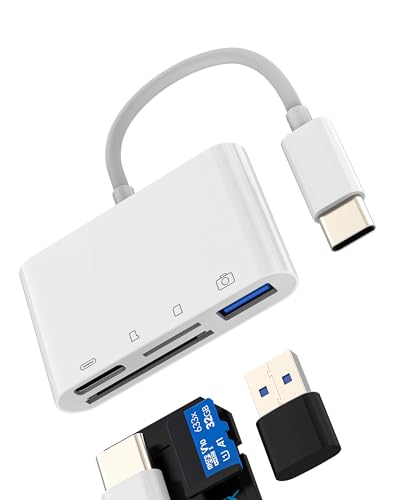 USB C auf SD Kartenleser USB OTG 3.0 Kabel Adapter(4in1)type C aufladen für iPhone16 15 Pro Max Micro SD Card Reader TF Kartenlesegerät DigitalKamera Speicher Stick für iPad Kompatibel für Samsung S25 von HOYULLI