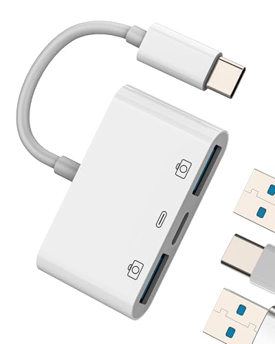 USB C auf USB Adapter für iPhone 15 (3in1) Typ C Ladekabel Android Handy OTG 3.0 Übertragung MacBook für iPad Typ C Daten Kabel kompatibel für Samsung S24 Stick Kamera Konverter von HOYULLI