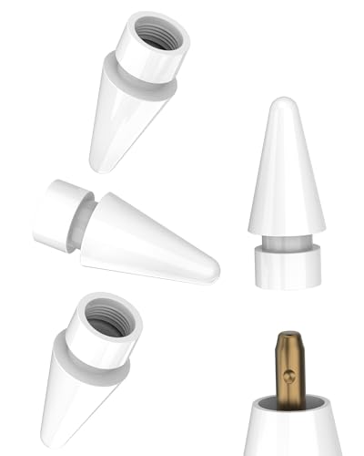 für Apple Pencil Ersatzspitzen (4 Stück) Spitze Adapter für iPad 1. Generation Pencil 2. Generation Touch Pen Tips Stylus für Apple Stift MFi 1st Ipencil Stiftspitzen Replacement Zubehör Klinke von HOYULLI