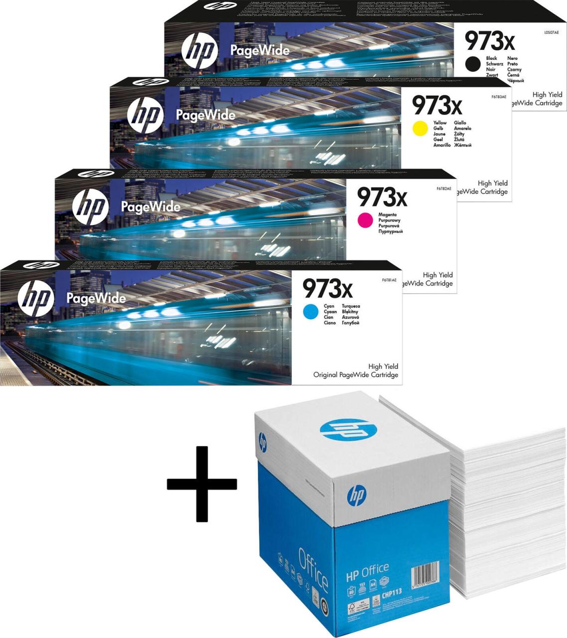 Bundle mit HP Original 973X Toner 4er Multipack + 2.500 Blatt HP Kopierpapier... von HP Inc.