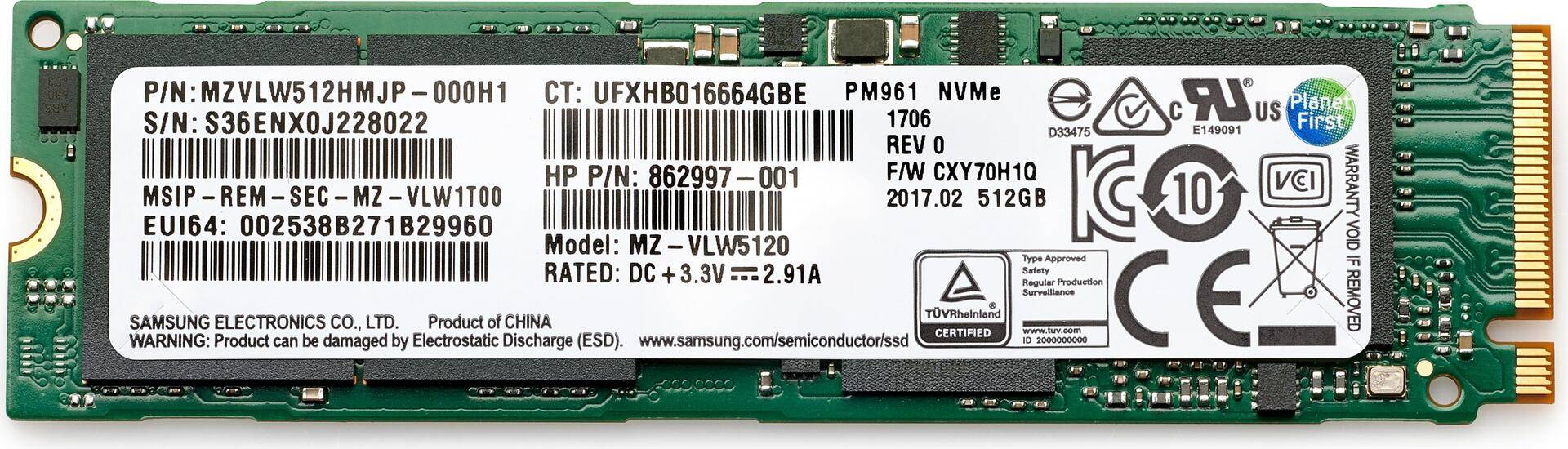 HP 1 TB M.2 PCIe TLC NVMe SSD-Festplatte (406L7AA) von HP Inc
