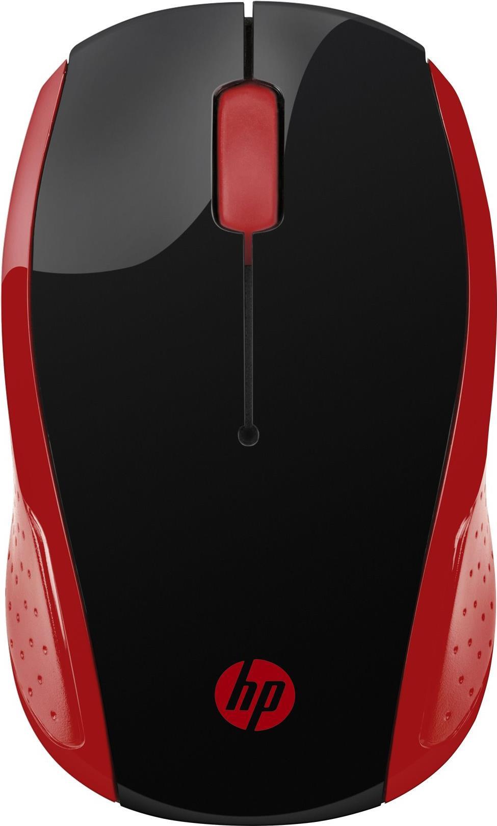 HP 200 - Maus - rechts- und linkshändig - optisch - drahtlos - 2.4 GHz - kabelloser Empfänger (USB) - Rot von HP Inc