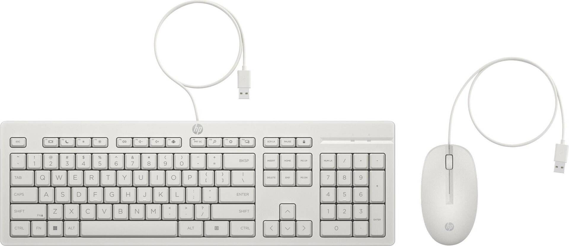 HP 225 - Tastatur-und-Maus-Set - 100% - full size - USB - QWERTZ - Deutsch - Cashmere White (86J24AA#ABD) von HP Inc