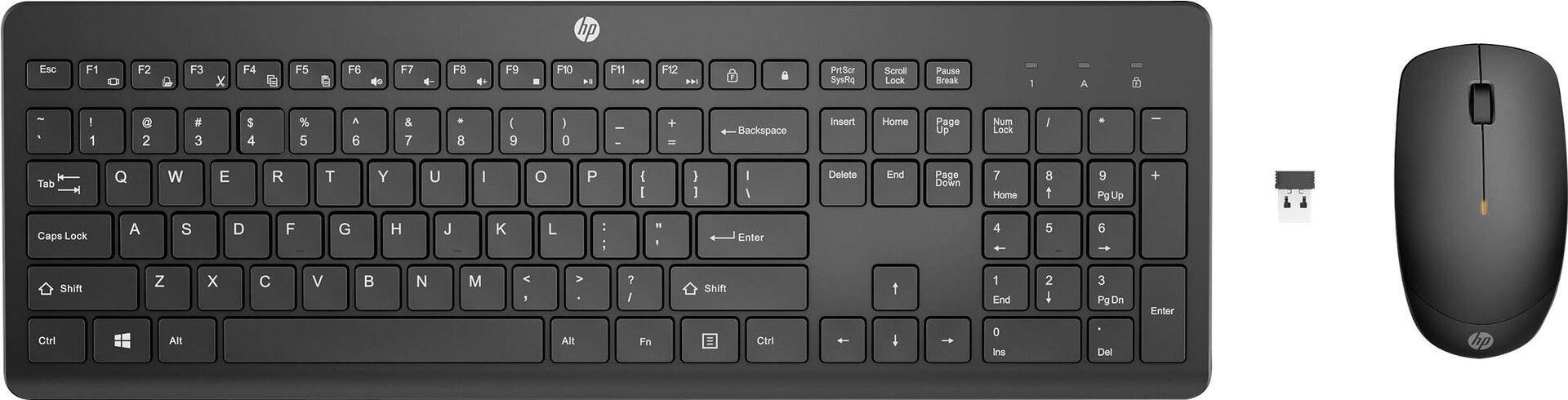 HP 235 - Tastatur-und-Maus-Set - 3-zone layout, low profile key travel - full size - kabellos - 2.4 GHz - QWERTY - Englisch - Schwarz - Smart Buy (1Y4D0UT#ABB) von HP Inc