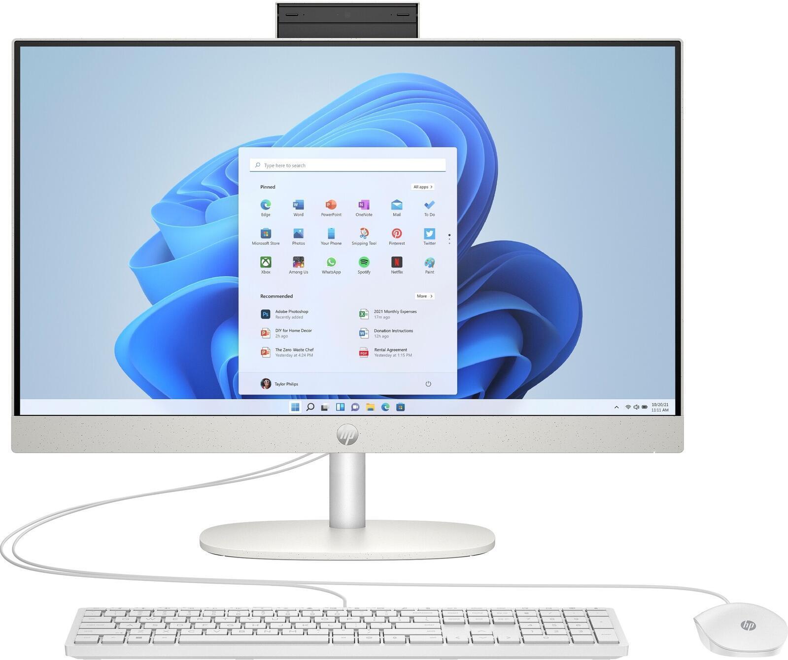 HP 24-cr0002ng AMD Ryzen 5 7520U 60,5 cm (23.8) 1920 x 1080 Pixel 8 GB LPDDR5-SDRAM 512 GB SSD All-in-One-PC Windows 11 Home Wi-Fi 6 (802.11ax) Weiß (8Y3P9EA#ABD) von HP Inc