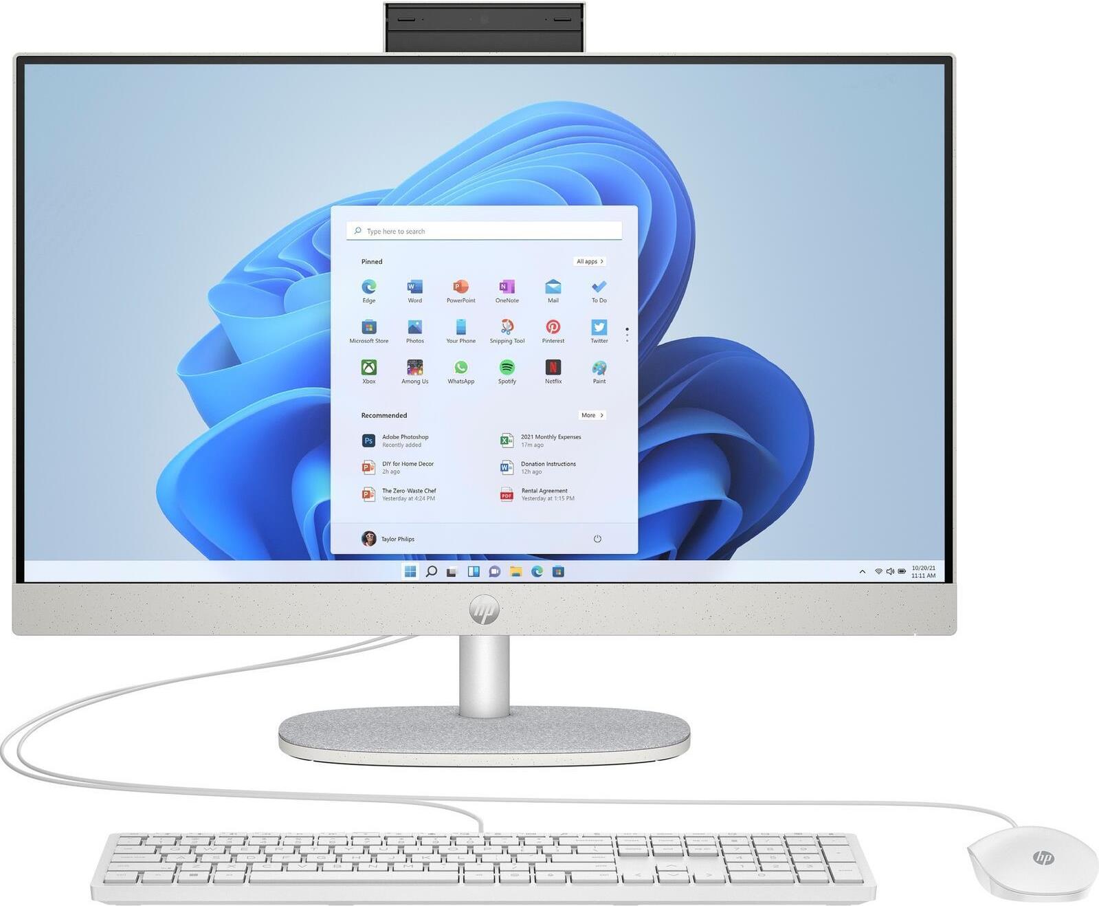 HP 24-cr0006ng 7520U AMD Ryzen 5 60,5 cm (23.8) 1920 x 1080 Pixel 8 GB LPDDR5-SDRAM 512 GB SSD All-in-One-PC Windows 11 Home Wi-Fi 6 (802.11ax) Weiß (8Y3Q0EA#ABD) von HP Inc