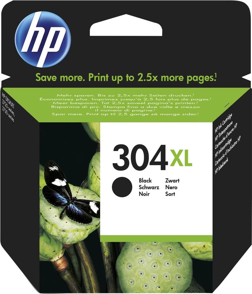 HP 304XL - Hohe Ergiebigkeit - Schwarz - Original - Blisterverpackung - Tintenpatrone - für Deskjet 3720, 3730 (N9K08AE#301) von HP Inc