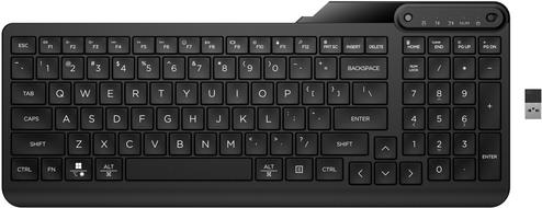 HP 475 - Tastatur - Dual-Mode, Multi-Device, kompakt, 2-Zonen-Layout, geringer Tastenhub, 12 programmierbare Tasten - kabellos - 2.4 GHz, Bluetooth 5.3 - Deutsch - Jet Black (7N7B9AA#ABD) von HP Inc