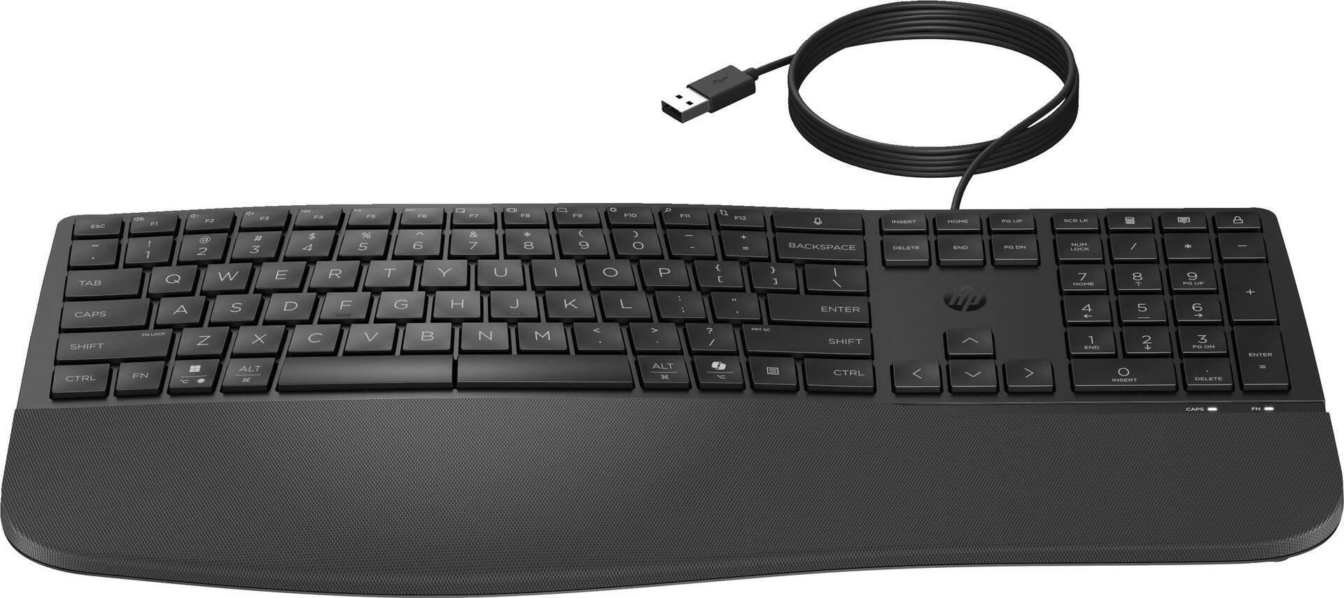 HP 485 Comfort Wired Keyboard - Volle Größe (100%) - Kabelgebunden - USB - Membran Key Switch - Schwarz (8T6M2AA#ABD) von HP Inc