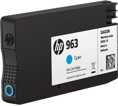 HP 963 - 10.74 ml - Cyan - Original - Tintenpatrone - für Officejet Pro 9010, 9012, 9014, 9015, 9016, 9019/Premier, 9020, 9022, 9025 von HP Inc