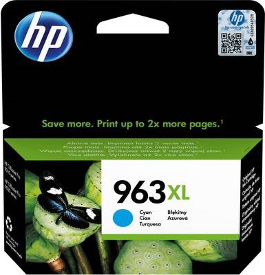 HP 963XL - 22.77 ml - Hohe Ergiebigkeit - Cyan - Original - Tintenpatrone - für Officejet Pro 9010, 9012, 9014, 9015, 9016, 9019/Premier, 9020, 9022, 9025 von HP Inc