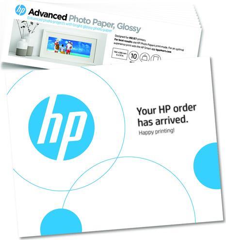 HP Advanced - Glänzend - 10,5 mil - 102 x 305 mm - 250 g/m² - 65 Pfund - 10 Blatt Fotopapier - für ENVY Inspire 7920e von HP Inc