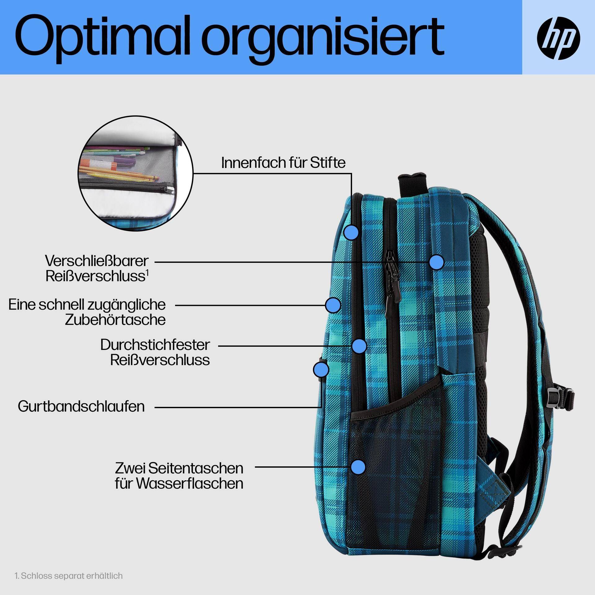 HP - Campus XL - Notebook-Rucksack - 40,9 cm (16.1) - Tartan Plaid Blue (7J594AA) von HP Inc