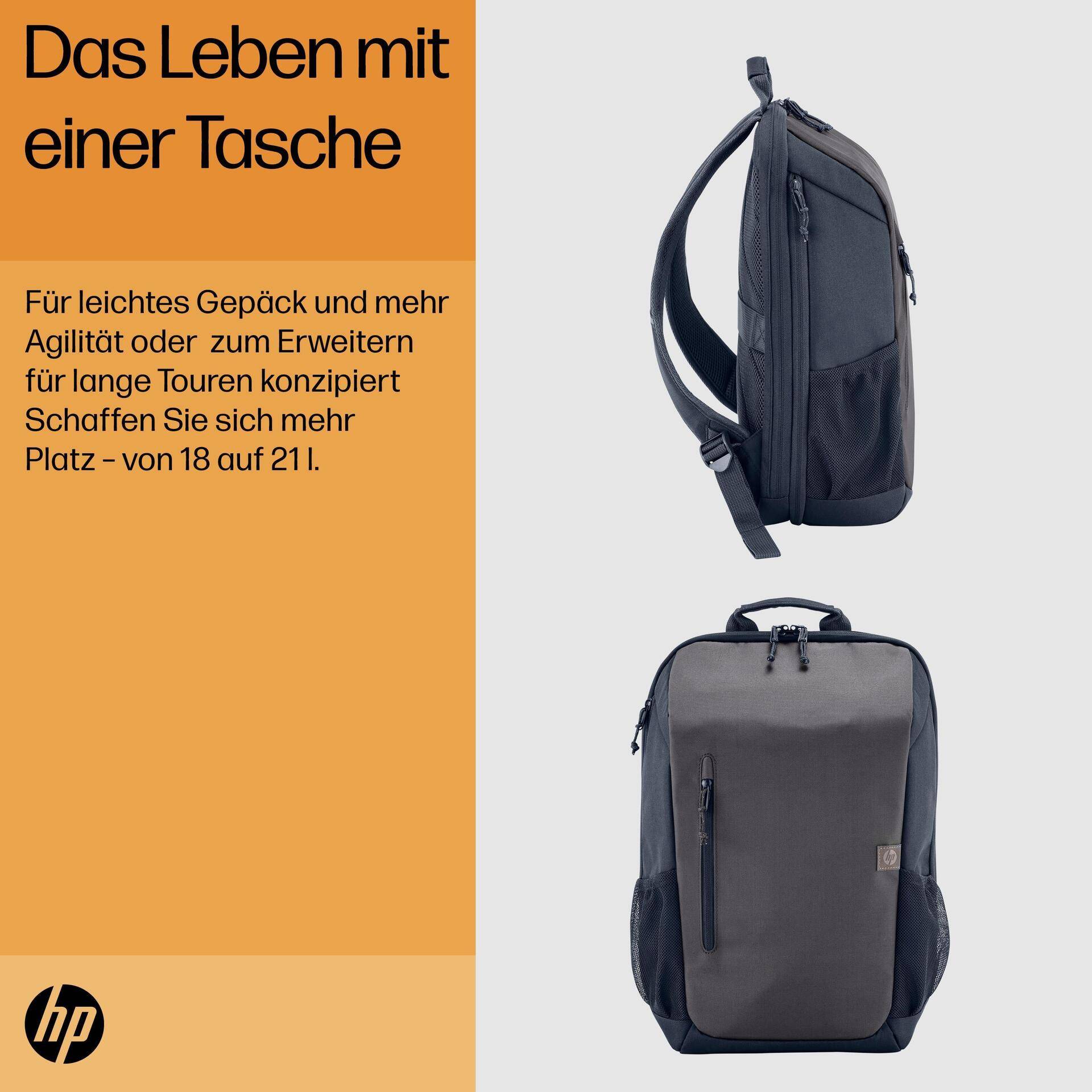 HP Reise-Laptop-Rucksack - 18 Liter - 39,6 cm (15.6 ) - Iron Grey (6H2D9AA) von HP Inc