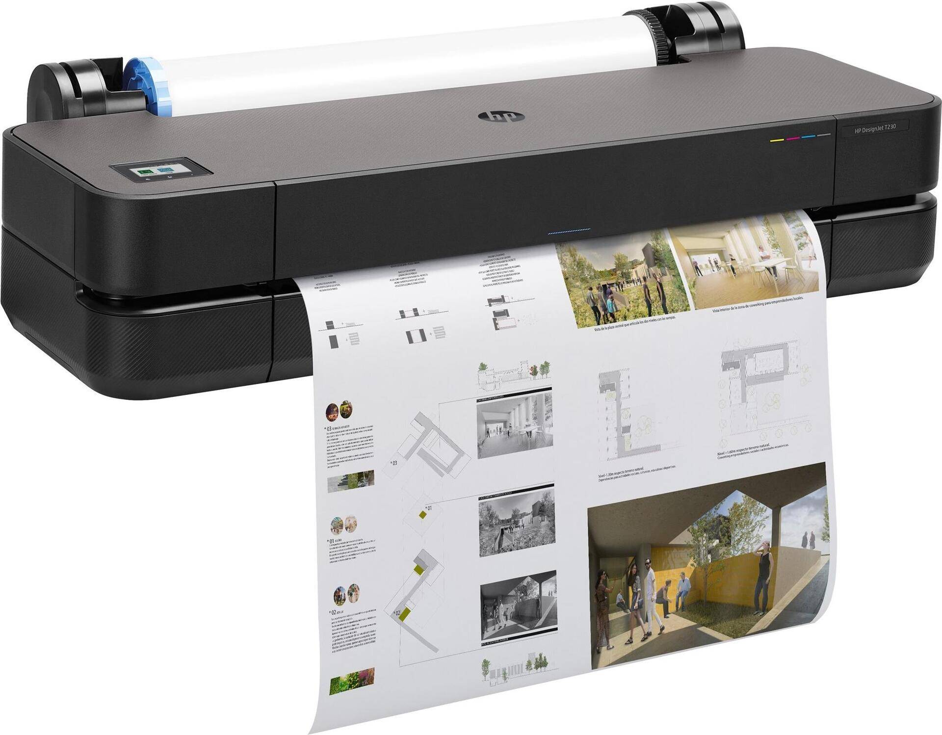 HP Inc. HP DesignJet T230 - 2025 Edition - 610 mm (24) Großformatdrucker - Farbe - Tintenstrahl - A1, ANSI D - 2400 x 1200 dpi - bis zu 0.58 Min./Seite (einfarbig)/ bis zu 0.58 Min./Seite (Farbe) - Gigabit LAN, USB 2.0, Wi-Fi (5HB07D#B19) von HP Inc