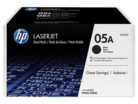 HP Original 05A Toner Doppelpack schwarz 2 x 2.300 Seiten (CE505D) von HP Inc.
