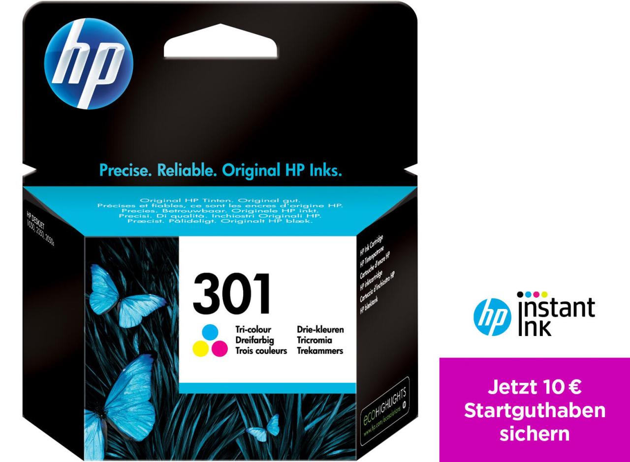 HP Original 301 Druckerpatrone - cyan, magenta, gelb (CH562EE) von HP Inc.