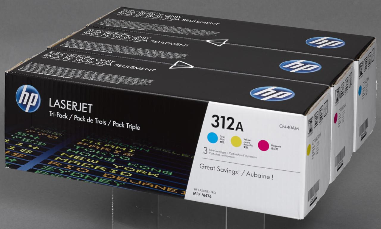 HP Original 312A Toner Tri-Pack cyan, magenta, gelb 2.700 Seiten (CF440AM) von HP Inc.