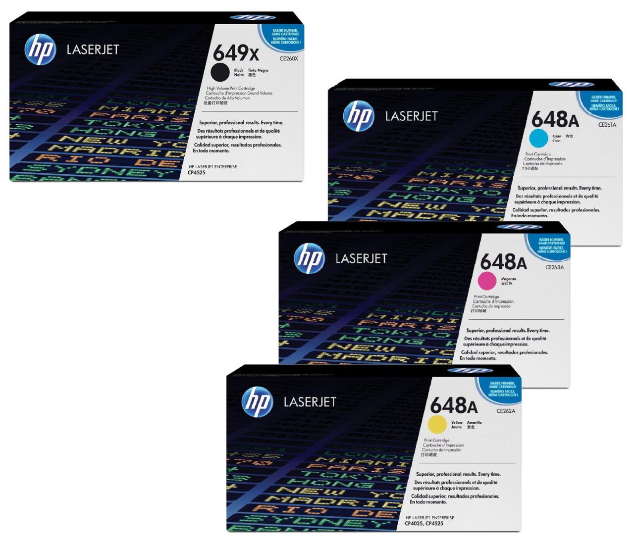 HP Original 649X/ 648A Toner 4er Set schwarz hohe Kapazität, cyan, magenta, gelb von HP Inc.