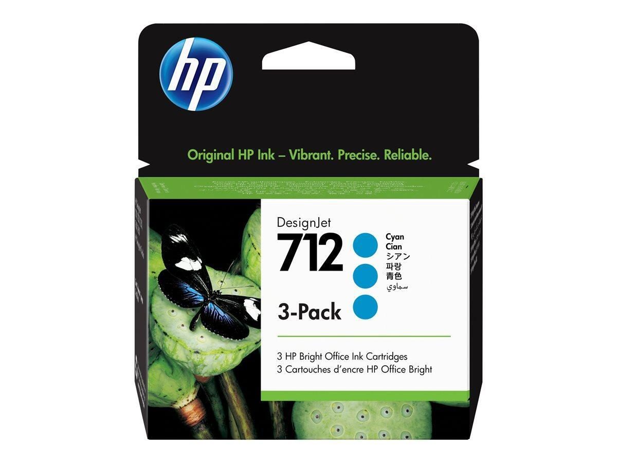 HP Original 712 Druckerpatronen 3er Pack cyan 29ml (3ED78A) von HP Inc.