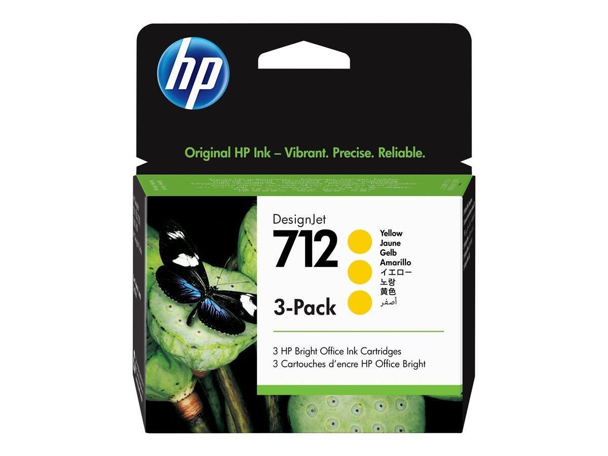 HP Original 712 Druckerpatronen 3er Pack gelb 29ml (3ED79A) von HP Inc.