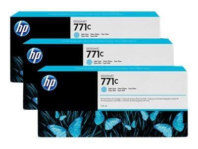 HP Original 771C Druckerpatrone 3x cyan hell 775ml (B6Y36A) von HP Inc.