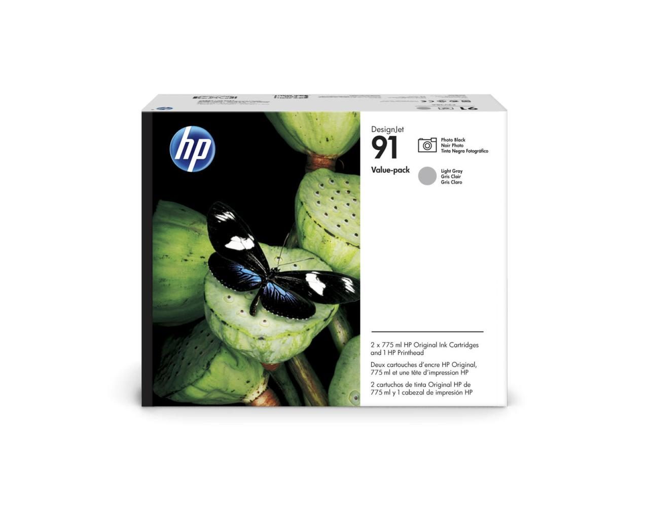 HP Original 91 Druckkopf schwarz grau hell 775ml (C9463A) von HP Inc.