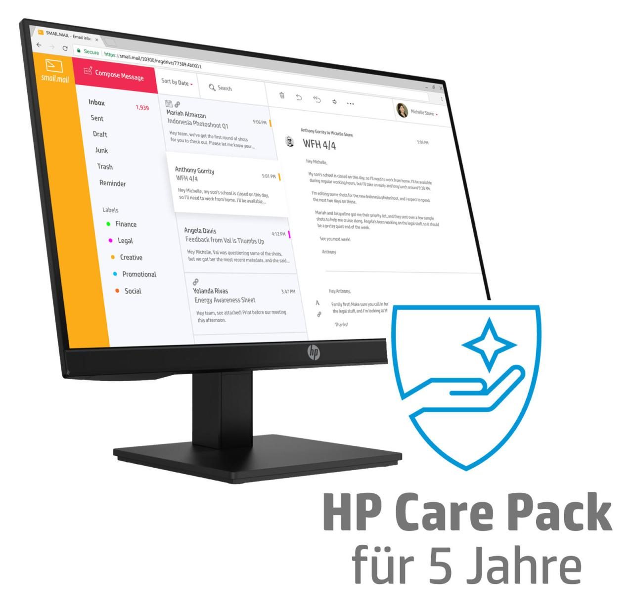 HP P24h G4 Monitor 60,45cm (23,8 Zoll) 5 Jahre Garantie von HP Inc.