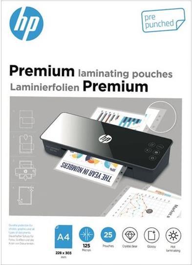 HP Premium - 125 Mikron - 25er-Pack - glänzend - 228 x 303 mm Taschen für Laminierung (9122) von HP Inc
