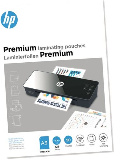 HP Premium - 125 Mikron - 50er-Pack - gl�nzend - durchsichtig - 303 x 426 mm Taschen f�r Laminierung (9127) von HP Inc